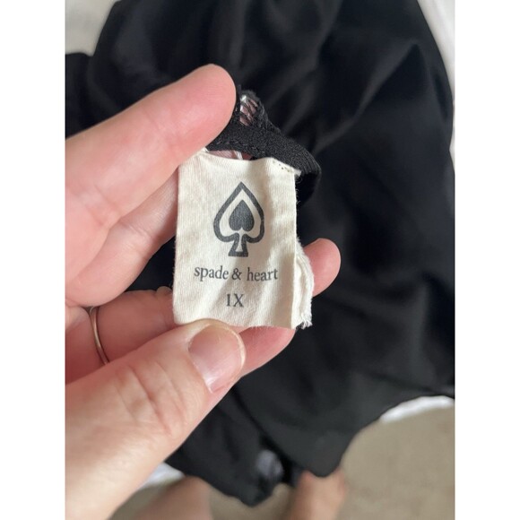 Spade & Heart Randall Lace Detail Blouse 1x Semi Sheer Black Romantic Boho - Picture 9 of 9